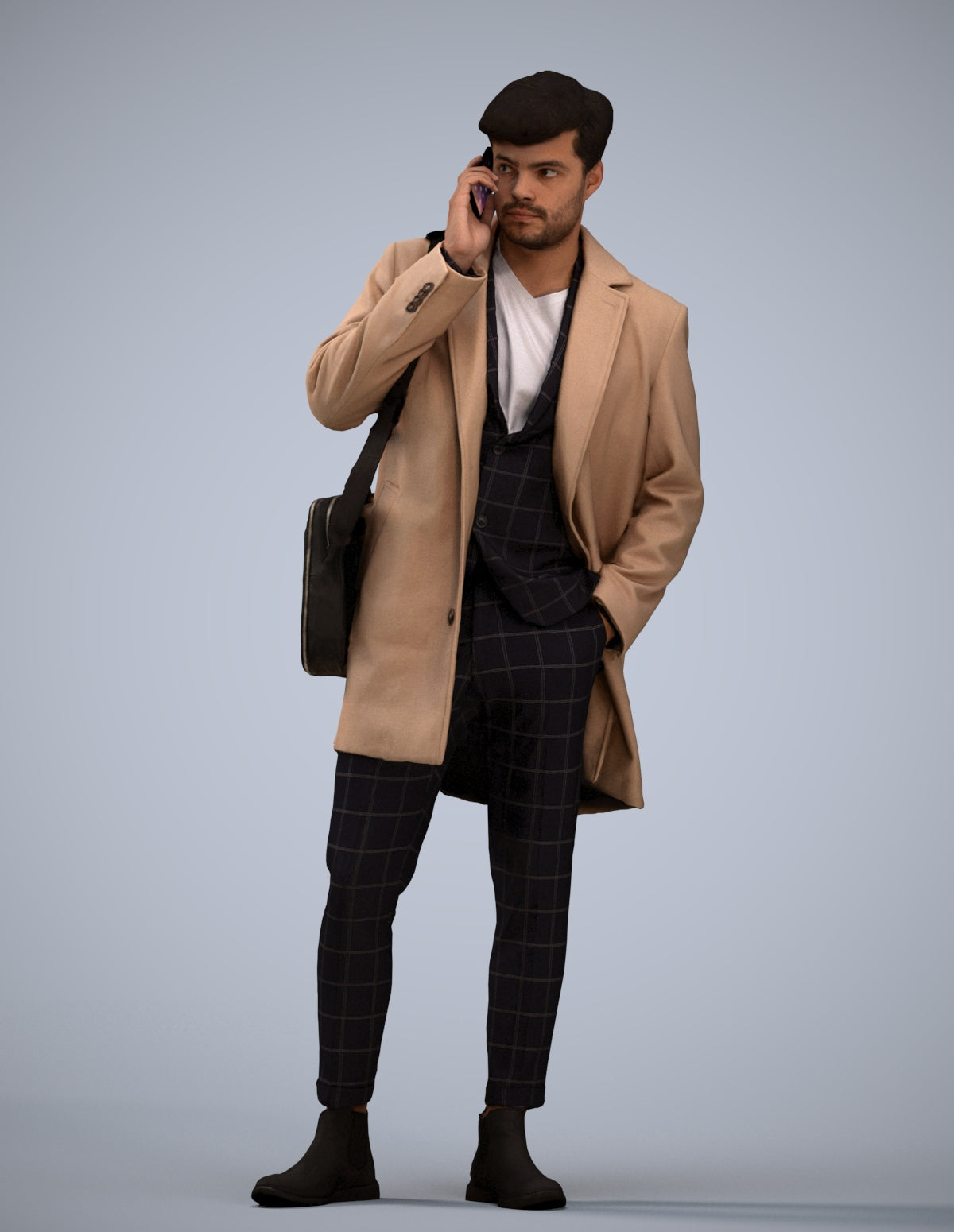 realistic 3D people man business standing, render-ready for V-Ray and Corona, FBX OBJ