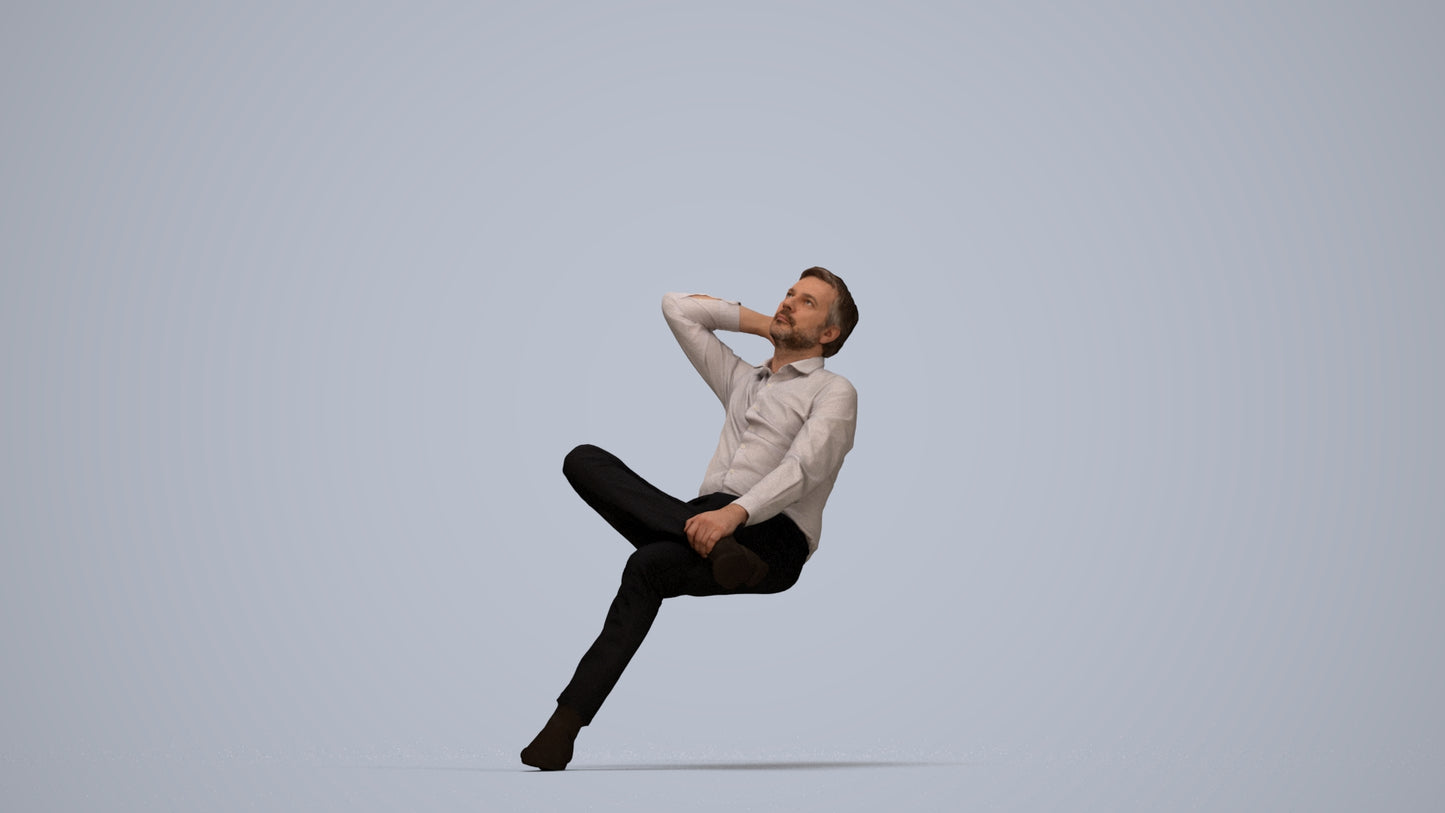 realistic 3D human man business, archviz people FBX OBJ for Blender, top-down view render