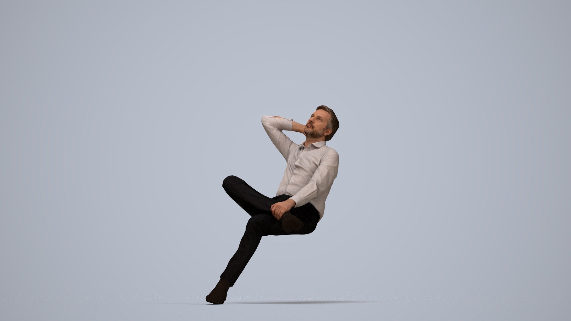 realistic 3D human man business, archviz people FBX OBJ for Blender, top-down view render