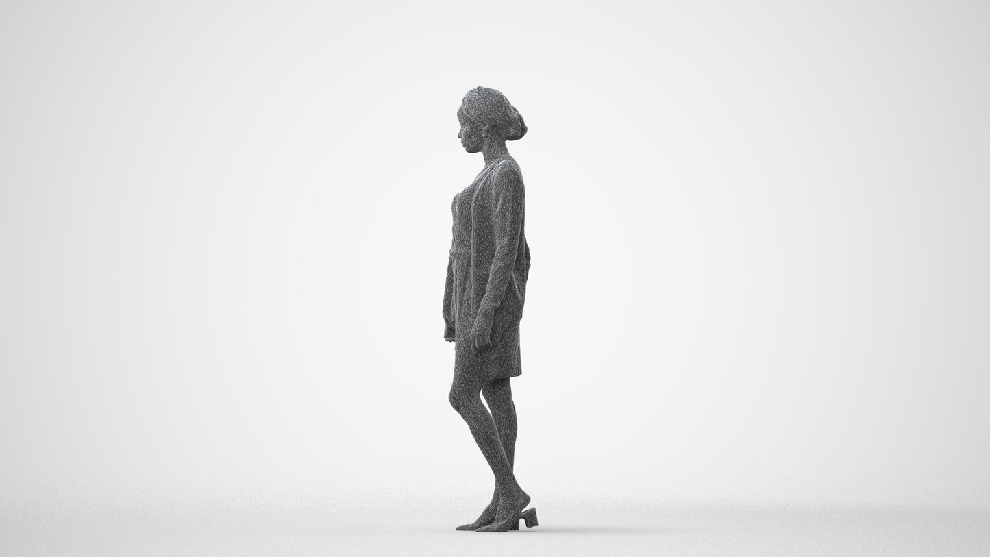 realistic 3D people woman casual walking, render-ready for V-Ray and Corona, FBX OBJ, square thumbnail