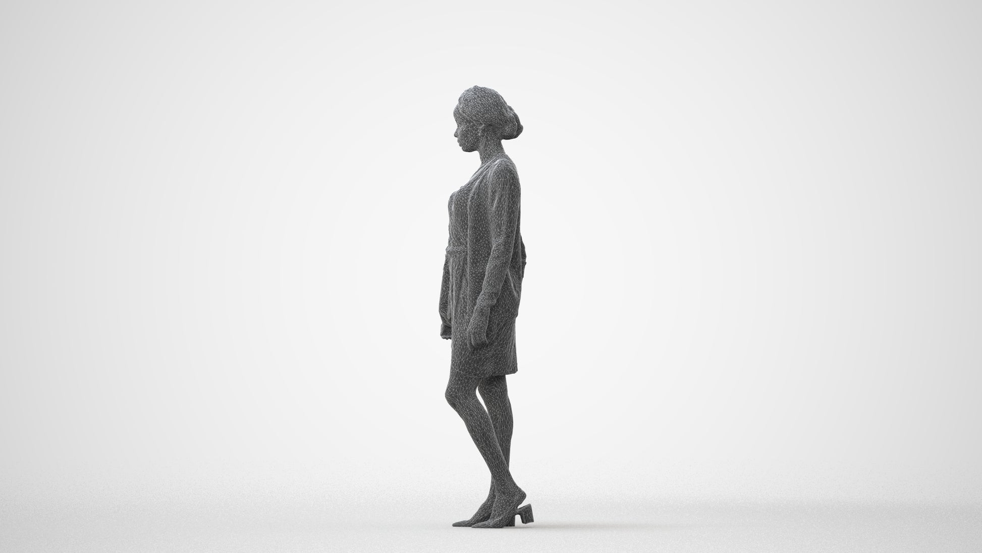 realistic 3D people woman casual walking, render-ready for V-Ray and Corona, FBX OBJ, square thumbnail