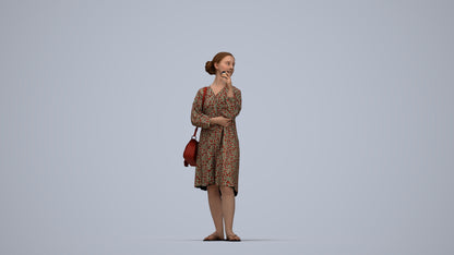 3D human model girl casual kids, photogrammetry scanned person for archviz, top-down view render