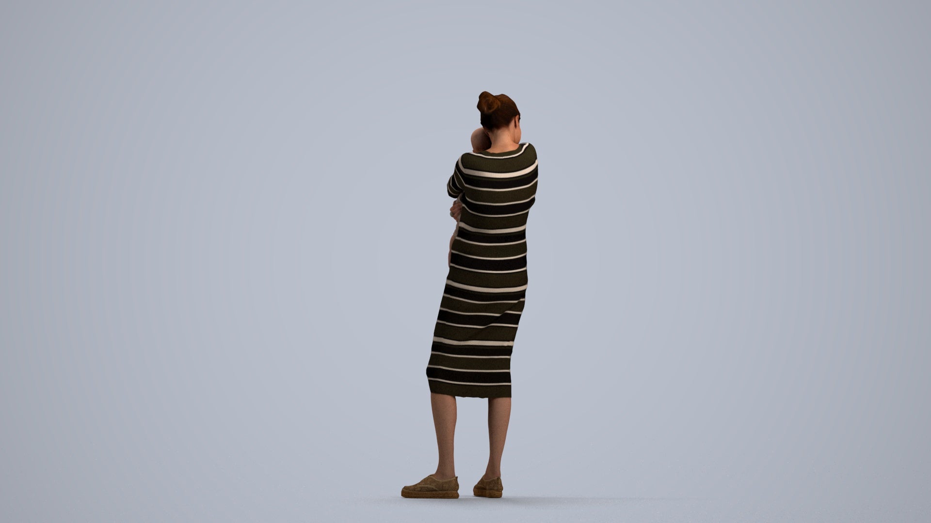 3D scanned girl kids casual, photorealistic archviz people for Enscape and SketchUp, front view render
