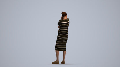 3D scanned girl kids casual, photorealistic archviz people for Enscape and SketchUp, front view render