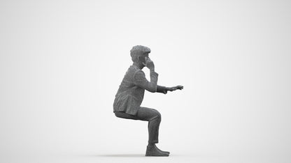 3D scanned man business, photorealistic archviz people for Enscape and SketchUp, wireframe side view
