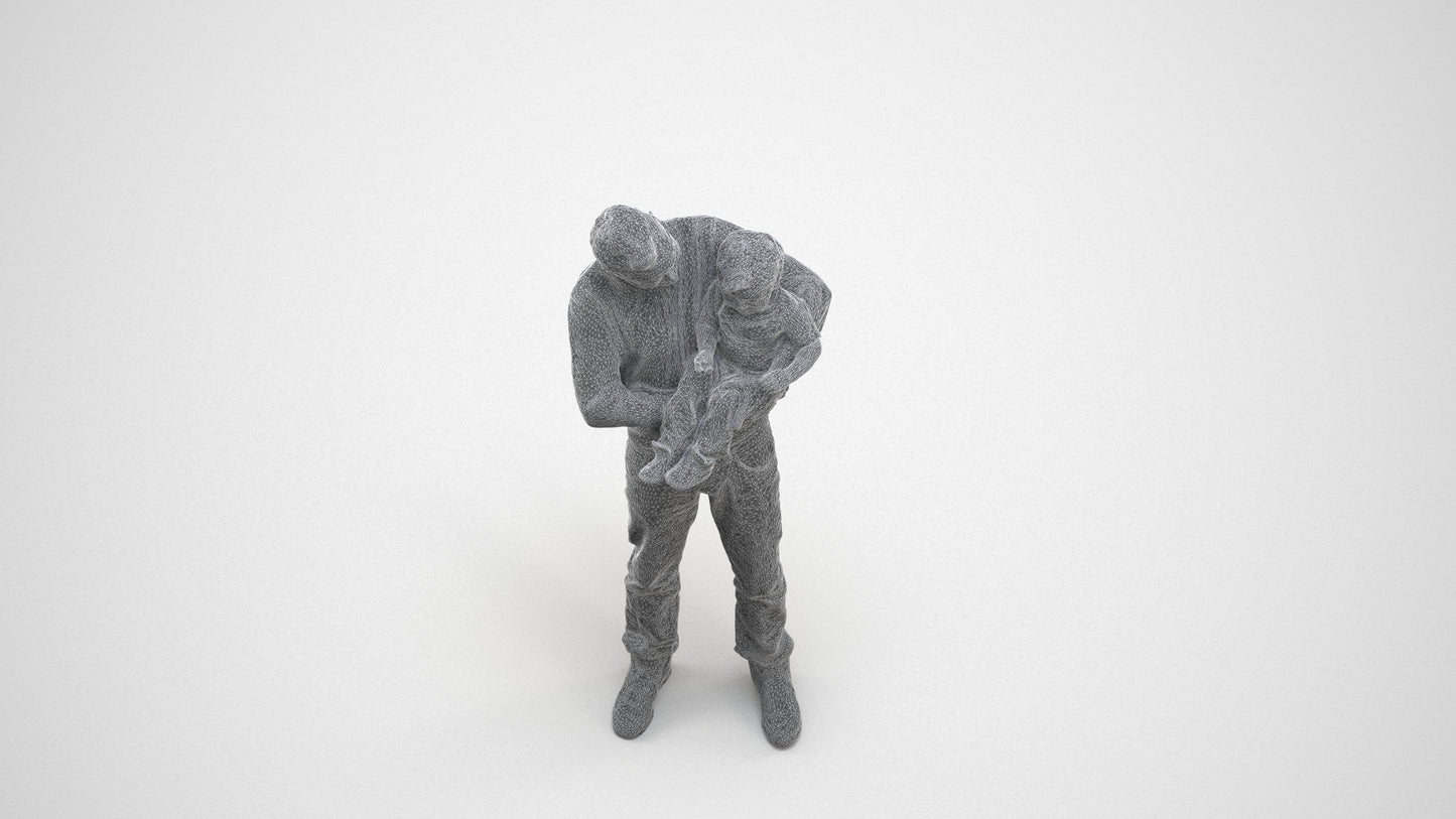 3D people model boy casual kids, scanned human for 3ds Max rendering, wireframe three-quarter view