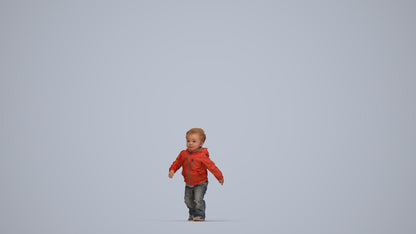realistic 3D human boy casual kids, archviz people FBX OBJ for Blender, top-down view render