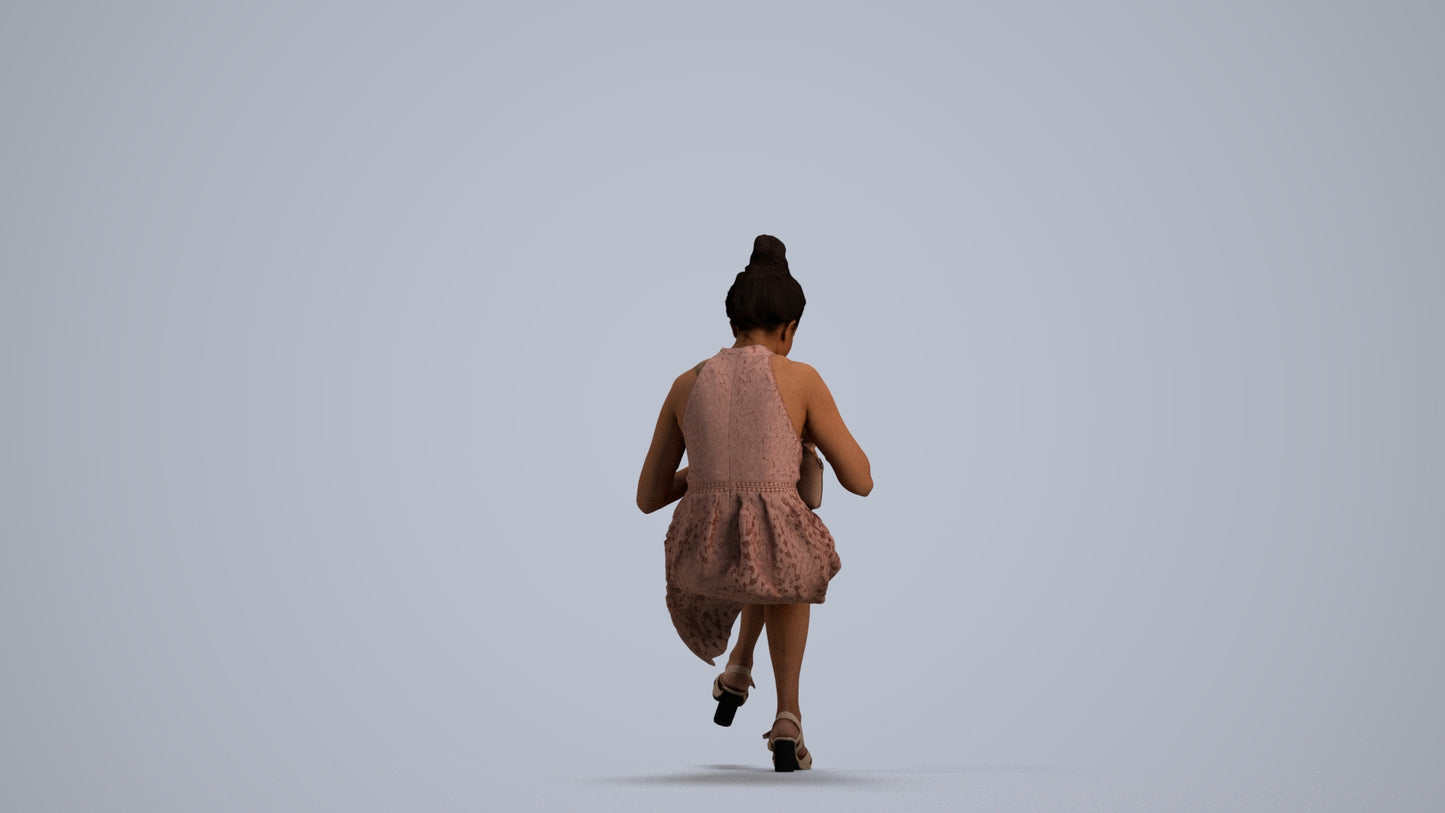 realistic 3D woman formal sitting, scanned archviz people for Blender and 3ds Max, front view render