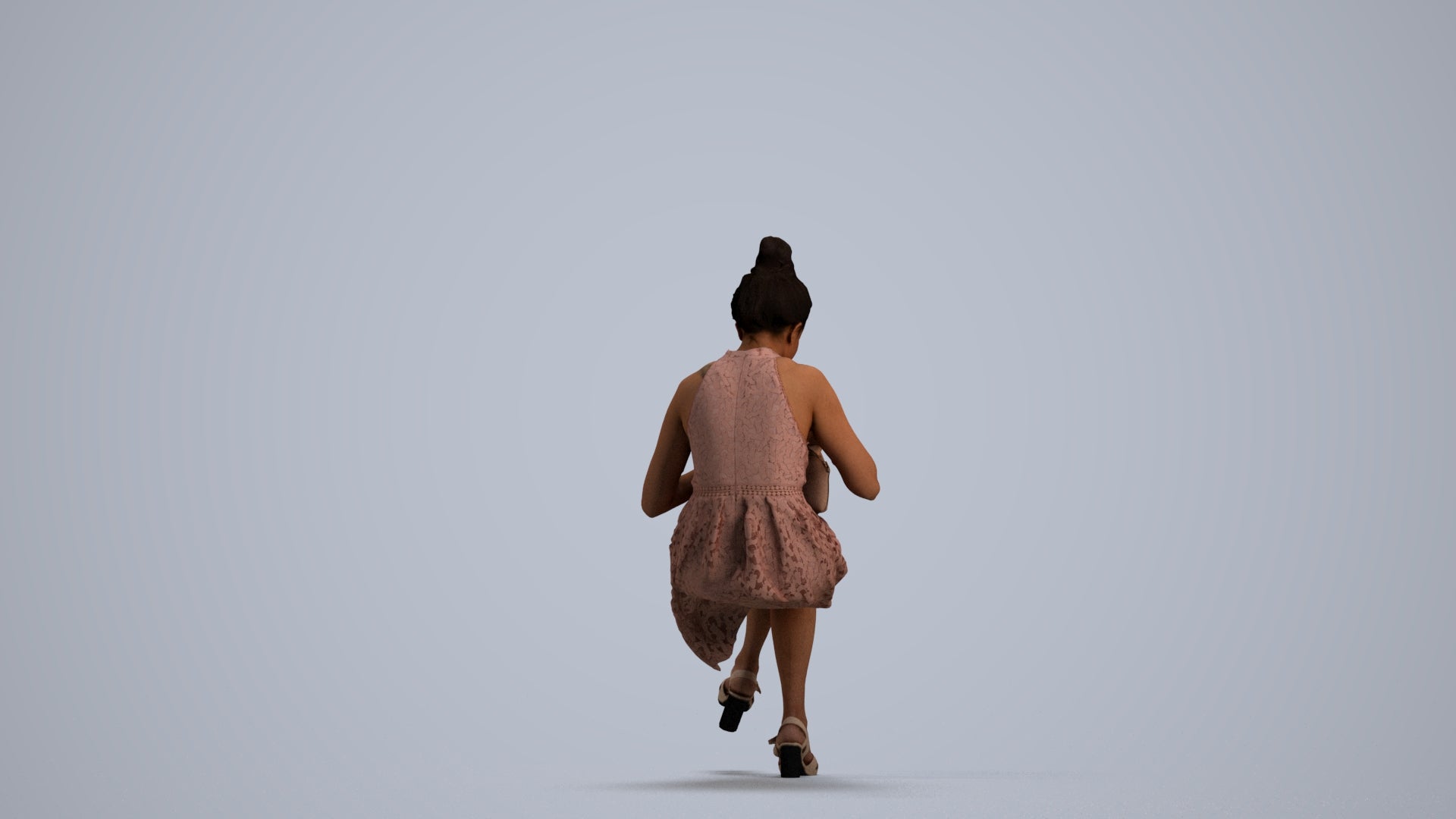 realistic 3D woman formal sitting, scanned archviz people for Blender and 3ds Max, front view render