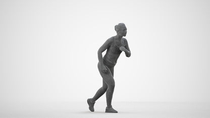 3D people model woman sport, scanned human for 3ds Max rendering, wireframe side view