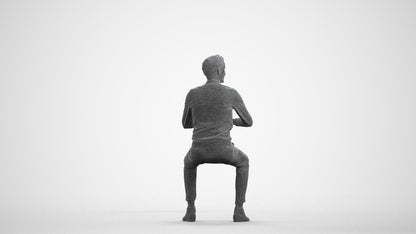 3D human model man casual business, photogrammetry scanned person for archviz, wireframe front view