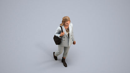 scanned 3D woman business walking, photogrammetry people for Enscape and V-Ray, back view render