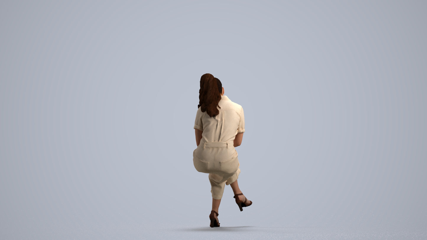 photogrammetry 3D woman formal sitting, realistic human model archviz FBX, front view render