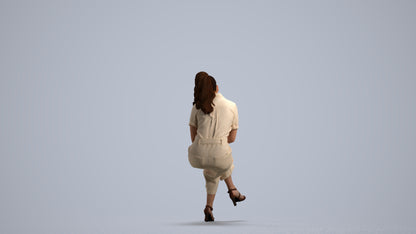 photogrammetry 3D woman formal sitting, realistic human model archviz FBX, front view render