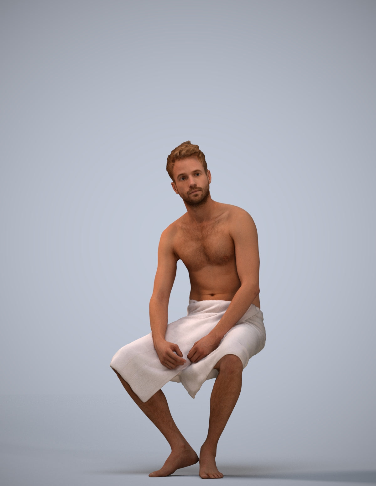 3D scanned man bathroom, photorealistic archviz people for Enscape and SketchUp