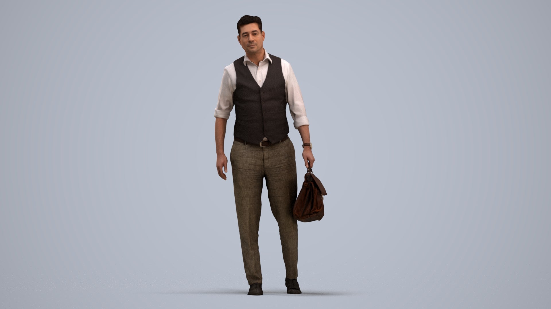 realistic 3D people man business walking, render-ready for V-Ray and Corona, FBX OBJ, standing pose render