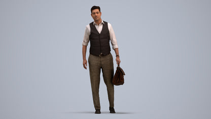 realistic 3D people man business walking, render-ready for V-Ray and Corona, FBX OBJ, standing pose render