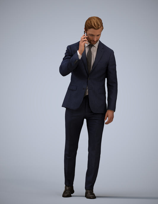 3D human model man business, photogrammetry scanned person for archviz