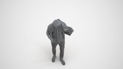 realistic 3D people man casual walking, render-ready for V-Ray and Corona, FBX OBJ, wireframe three-quarter view