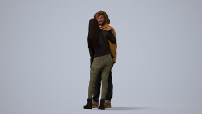 realistic 3D woman casual couple, scanned archviz people for Blender and 3ds Max, three-quarter view render