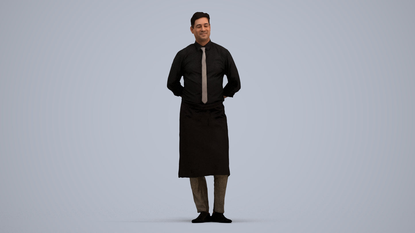 scanned 3D man hospitality, photogrammetry people for Enscape and V-Ray, standing pose render