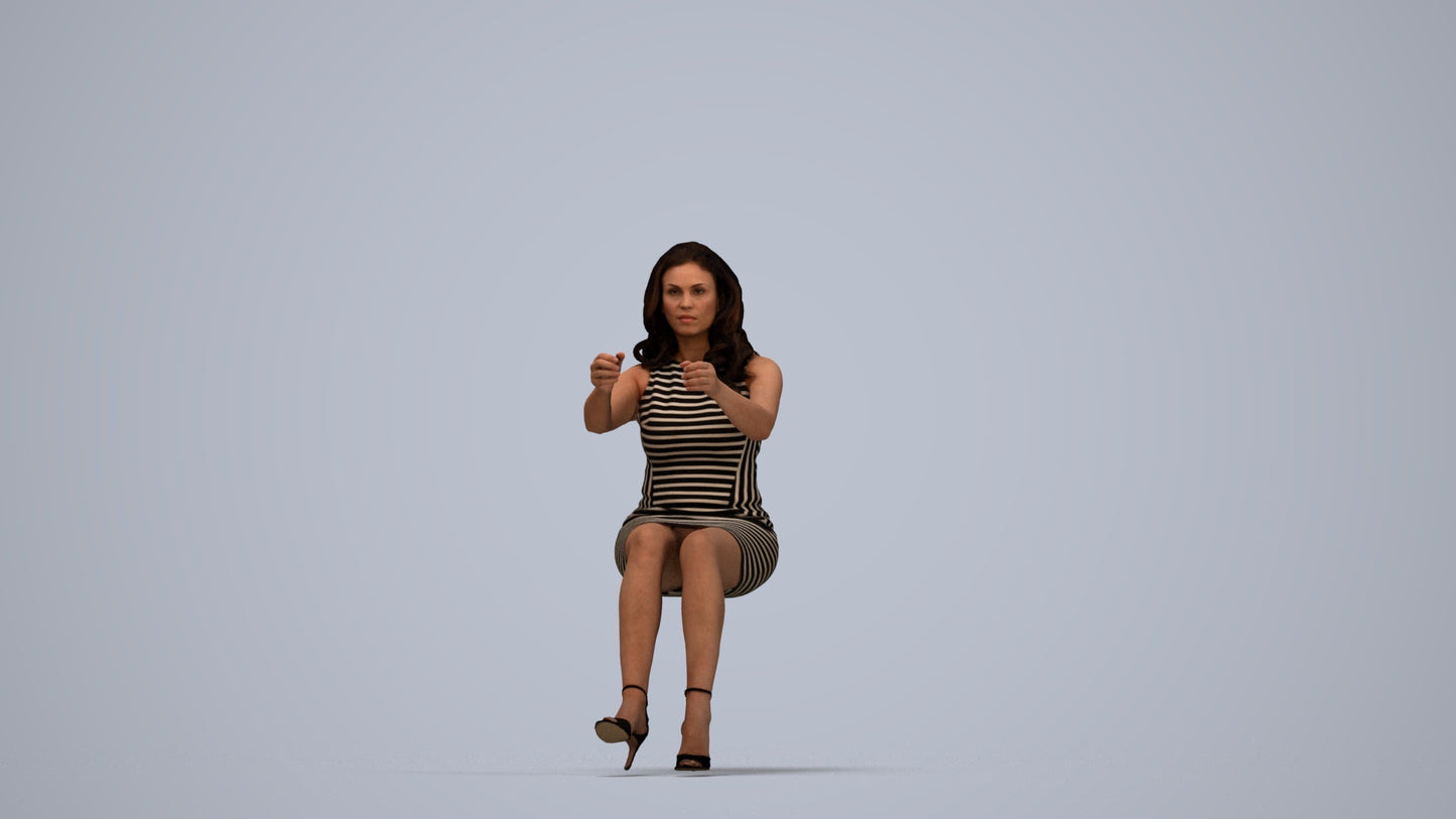 3D scanned woman driving casual, photorealistic archviz people for Enscape and SketchUp, top-down view render