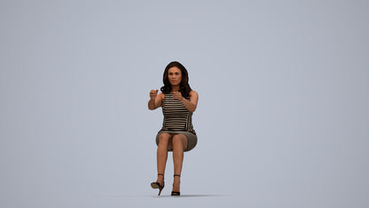 3D scanned woman driving casual, photorealistic archviz people for Enscape and SketchUp, top-down view render