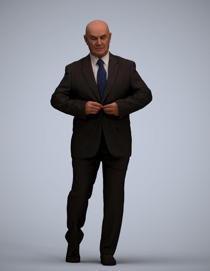 3D human model senior man business mix, photogrammetry scanned person for archviz