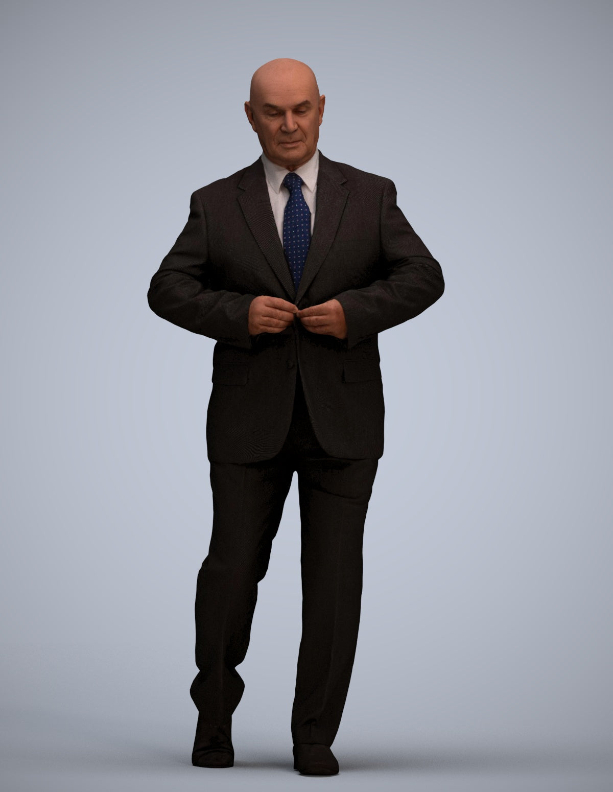 3D human model senior man business mix, photogrammetry scanned person for archviz