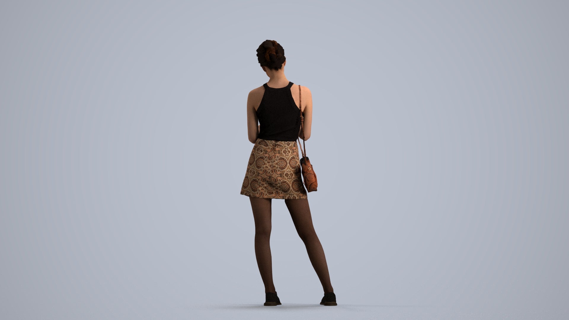 photogrammetry 3D woman casual standing, realistic human model archviz FBX, front view render