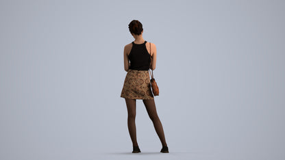 photogrammetry 3D woman casual standing, realistic human model archviz FBX, front view render