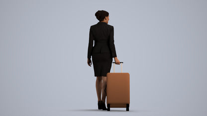 3D people model woman hospitality, scanned human for 3ds Max rendering, front view render