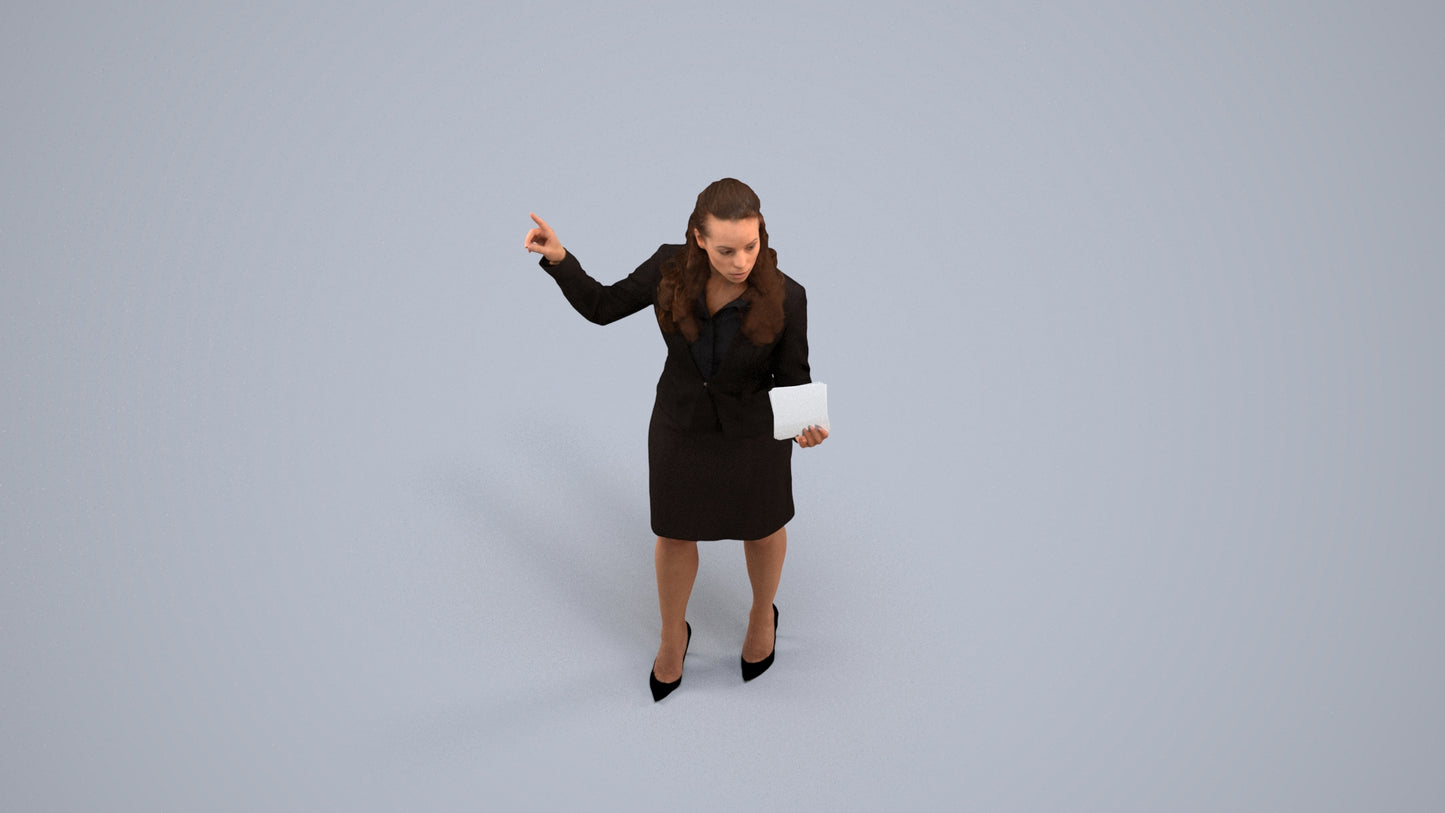 3D people model woman business, scanned human for 3ds Max rendering, back view render