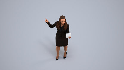 3D people model woman business, scanned human for 3ds Max rendering, back view render