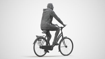 photogrammetry 3D man casual cycling, realistic human model archviz FBX, wireframe side view