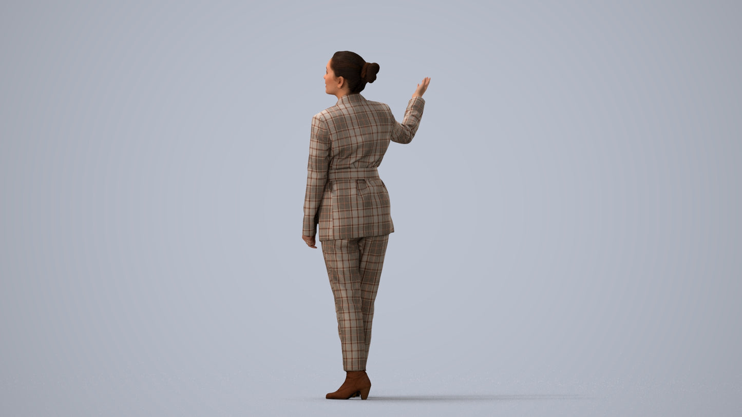 realistic 3D woman business, scanned archviz people for Blender and 3ds Max, three-quarter view render