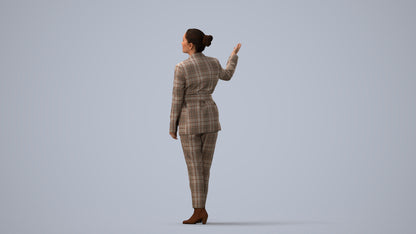 realistic 3D woman business, scanned archviz people for Blender and 3ds Max, three-quarter view render