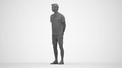 photogrammetry 3D man casual standing, realistic human model archviz FBX, wireframe back view
