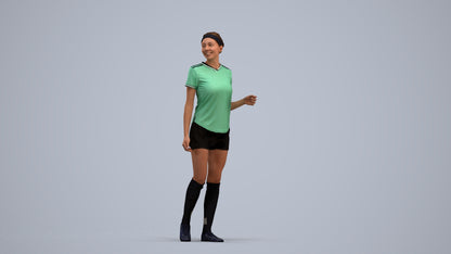 3D human model woman sport, photogrammetry scanned person for archviz, standing pose render