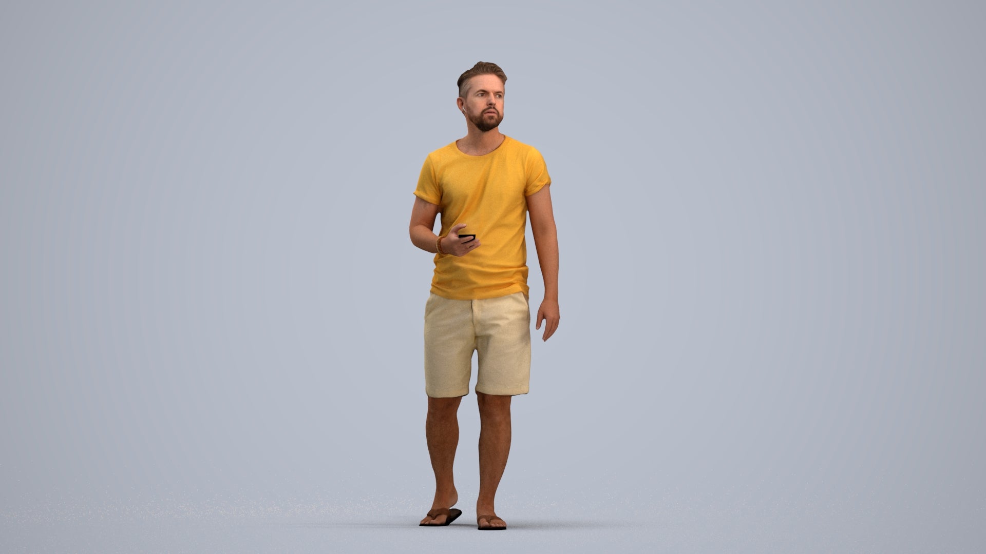 3D scanned man walking, photorealistic archviz people for Enscape and SketchUp, standing pose render