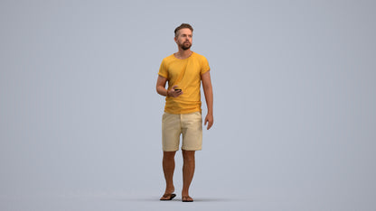 3D scanned man walking, photorealistic archviz people for Enscape and SketchUp, standing pose render