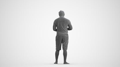 realistic 3D people man standing, render-ready for V-Ray and Corona, FBX OBJ, wireframe front view