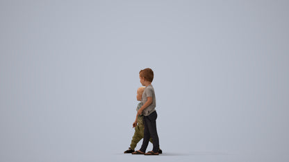 realistic 3D human boy casual kids, archviz people FBX OBJ for Blender, three-quarter view render