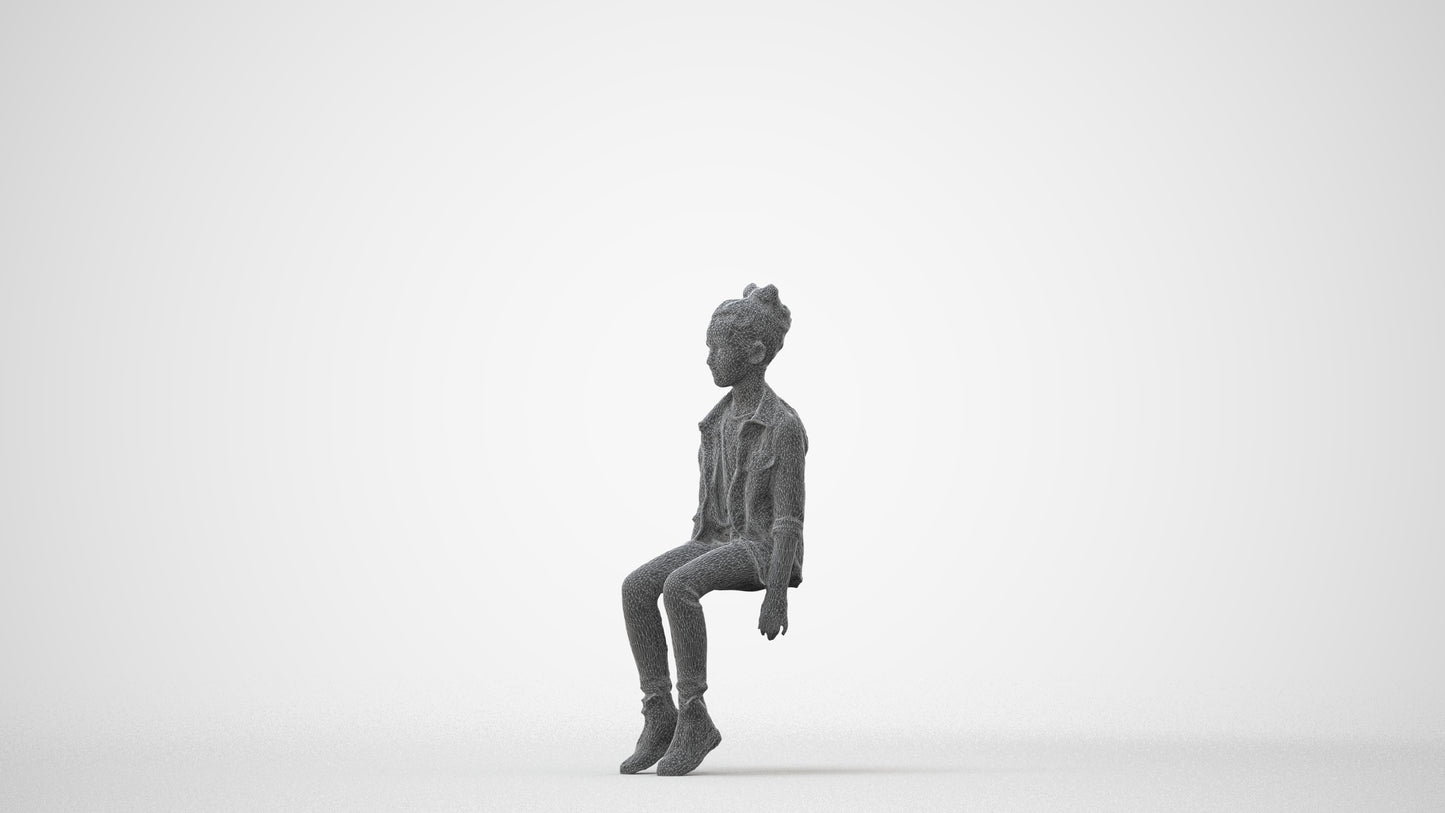 photogrammetry 3D girl casual kids, realistic human model archviz FBX, square thumbnail