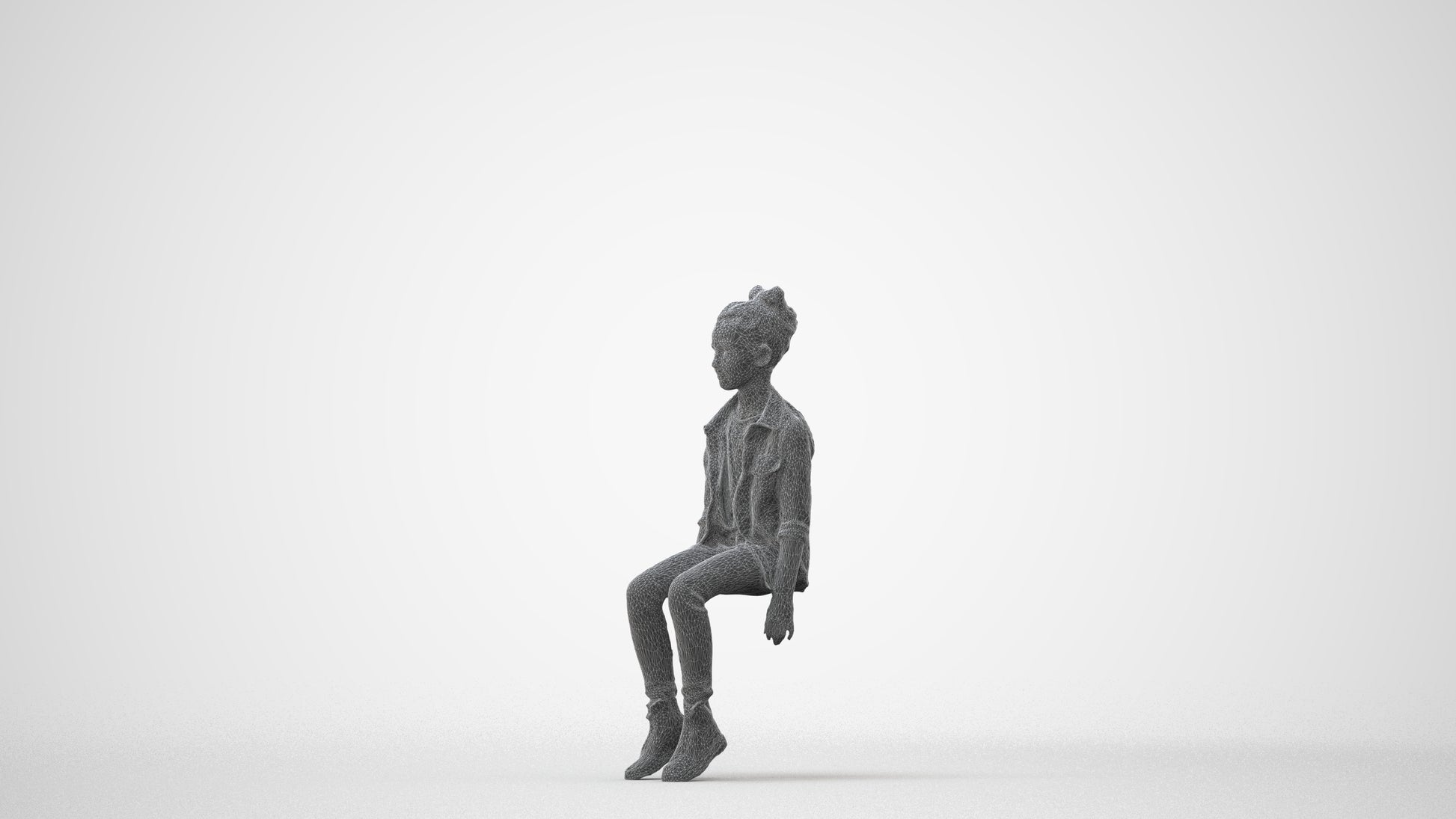 photogrammetry 3D girl casual kids, realistic human model archviz FBX, square thumbnail