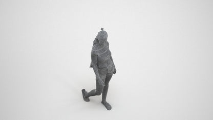realistic 3D people girl casual walking, render-ready for V-Ray and Corona, FBX OBJ, wireframe three-quarter view