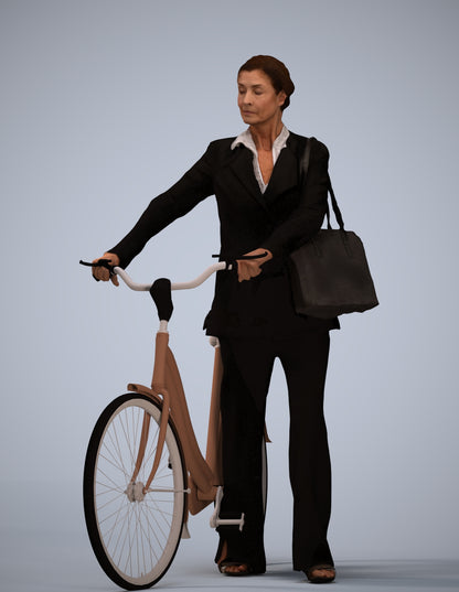 realistic 3D people senior woman business cycling, render-ready for V-Ray and Corona, FBX OBJ