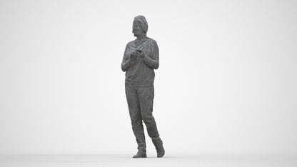 realistic 3D people woman casual walking, render-ready for V-Ray and Corona, FBX OBJ, wireframe back view