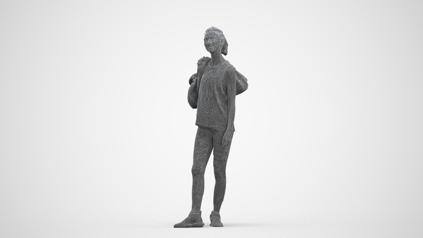 3D people model woman sport, scanned human for 3ds Max rendering, three-quarter front view render