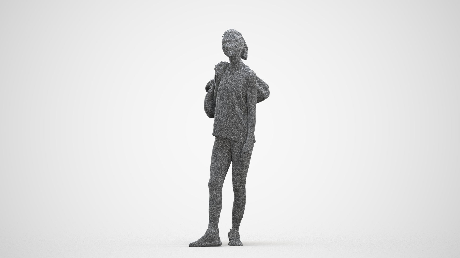 3D people model woman sport, scanned human for 3ds Max rendering, three-quarter front view render